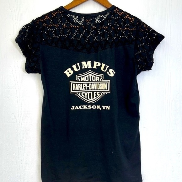 Harley Davidson - 1995 Bumpus Jackson TN Crochet Detail Graphic T Shirt Size Sm - Picture 10 of 11